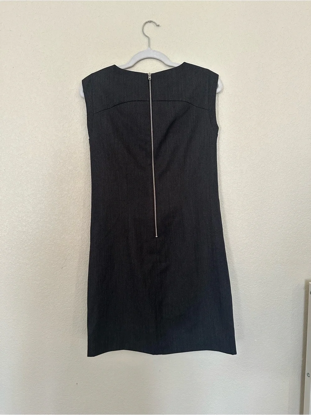 J.Crew Faux Leather Pocket Shift Dress Sleeveless Charcoal/Black Size 0 EUC